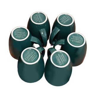 Set of six (6) vintage 80s Corelle stoneware mugs